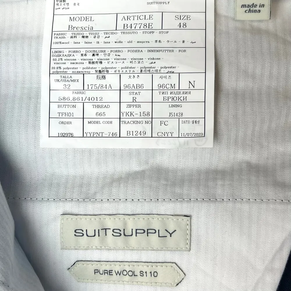 Suitsupply Super 110s Tailored Fit Lazio Suit Vitale Barberis Canonico Wool 38